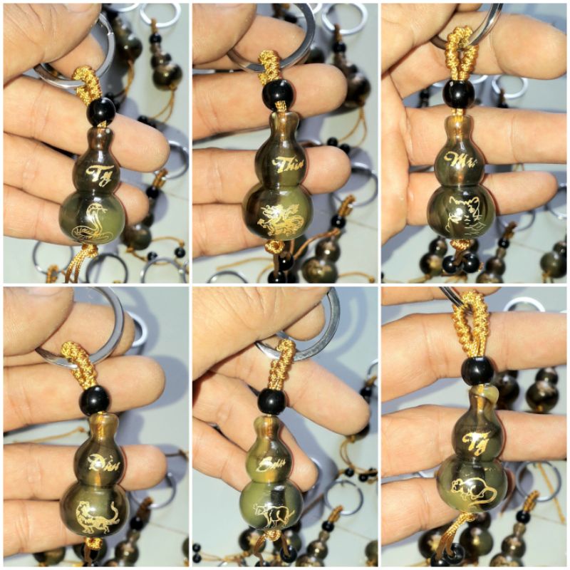 Móc khóa hồ lô khắc 12 con giáp