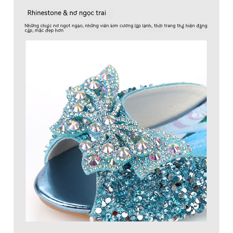 Công chúa thắt nơ Elsa Dép sục cho bé gái họa tiết hoạt hình đáng yêu siêu nhẹ chống trơn trượt dép trẻ em 1-10 tuổi Thời trang Dép lê