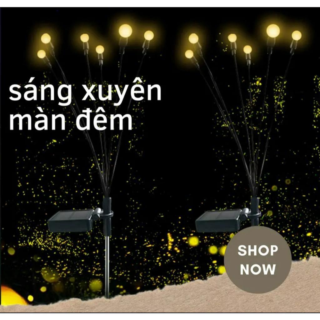 Đèn đom đóm 10 bóng năng lượng mặt trời trang trí sân vườn chậu cây