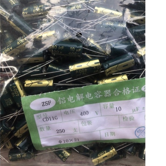 100c    Tụ    hoá    10uf 400v   10x21