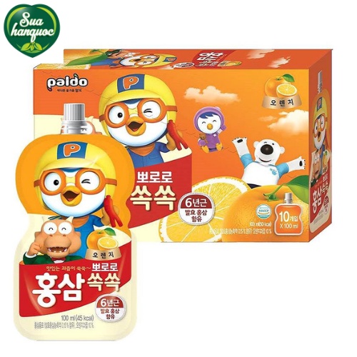 Hộp 10 Túi Nước Hồng Sâm Trẻ Em Pororo Paldo