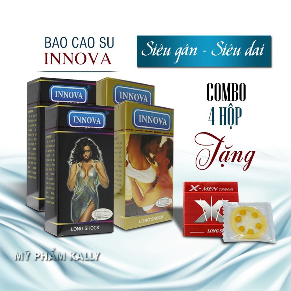 [Combo 4 Hộp] Bao Cao Su Innova Vàng & Đen (Hộp 12c) +Tặng Bcs 6 Bi Kéo Dài Thời Gian QH, Nhập Khẩu Chính Hãng 1OO%