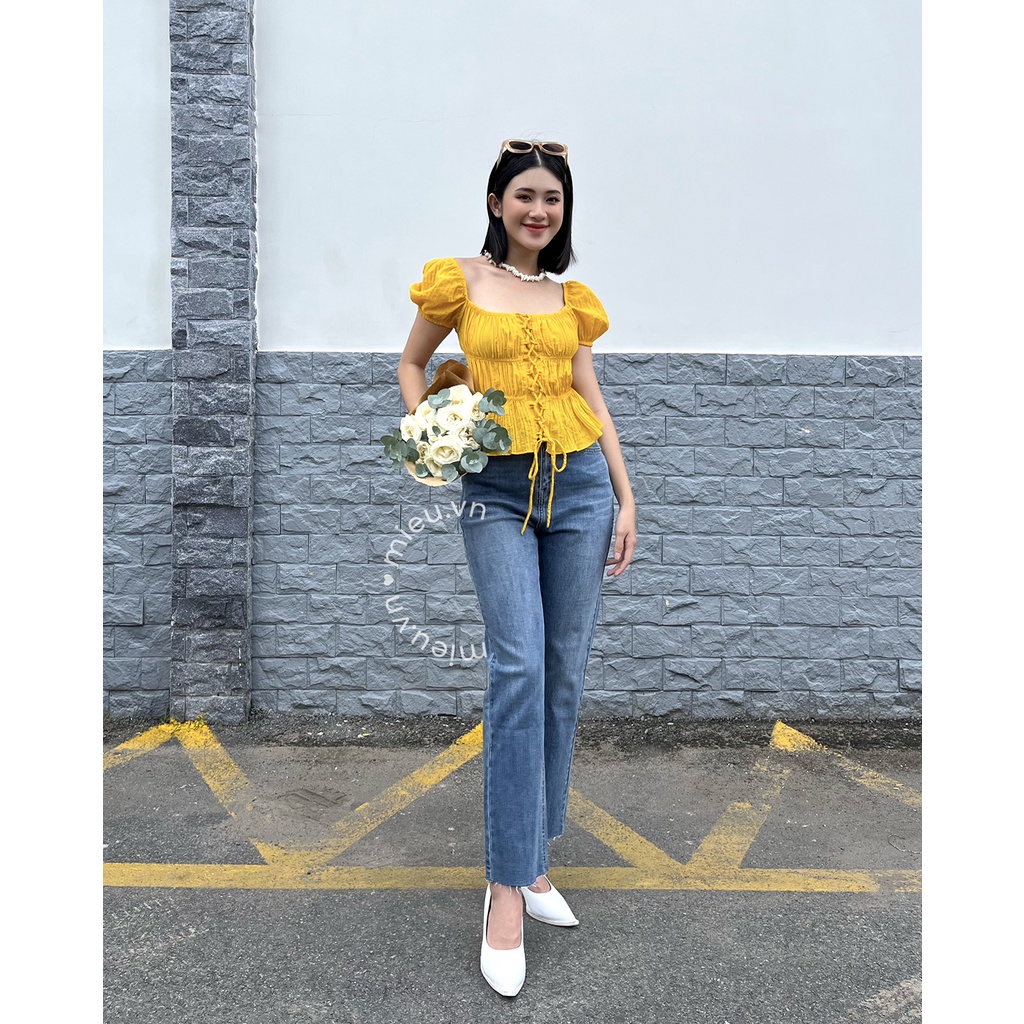 Áo kiểu nữ style công chúa tay phồng cùng thiết kế dây đan chéo trước MIEU - JJL21