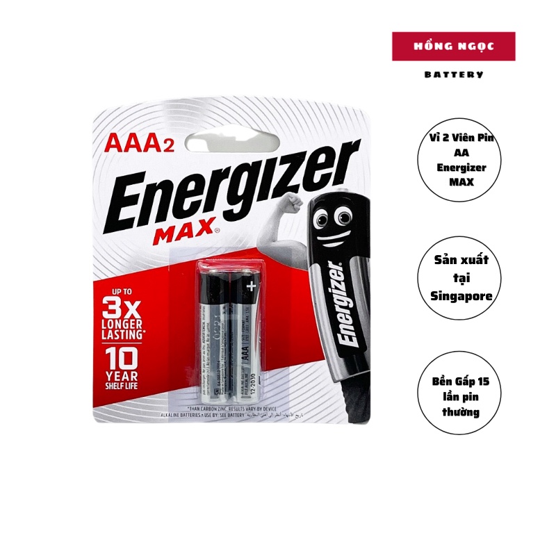 Vỉ 2 Viên Pin AA/ AAA 1,5V Energizer Max Siêu Bền - Hàng chính hãng