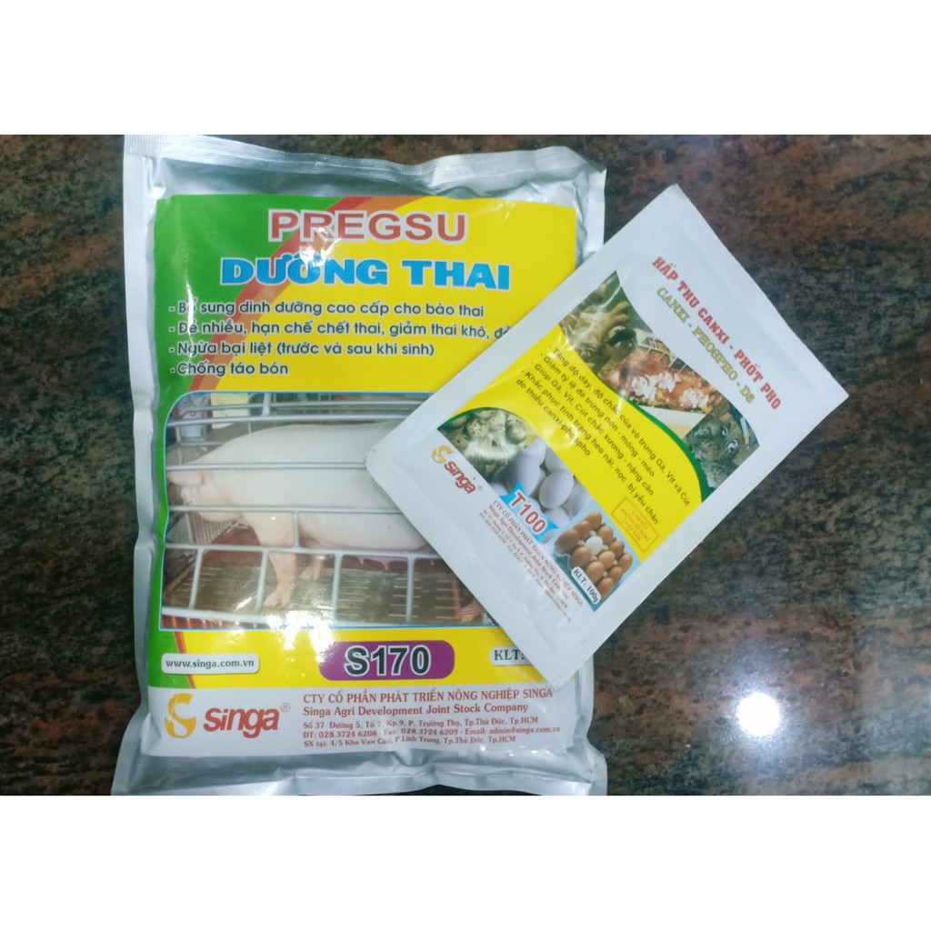 COMBO D.Thai trên Heo nái S170 + hấp thu canxi - phospho - D3 T100 SINGA