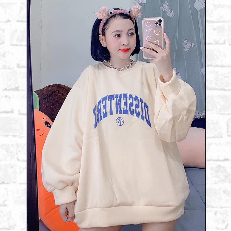 Áo Sweater Nữ Form Rộng, Áo Nỉ Sweater Tay Phồng Form Rộng Chất Nỉ Freesize Dưới 65kg DISSEN TERY | BigBuy360 - bigbuy360.vn