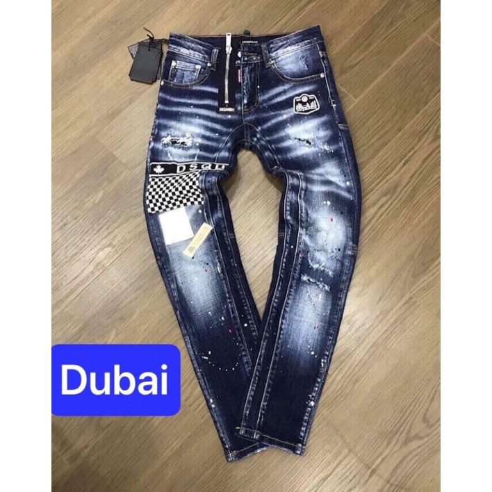 QUẦN JEAN NAM CHẤT BÒ XANH ĐẬM WASH THÊU KIỂU MỚI HOT TREND 2022 -77 CAO CẤP,DUBAI FASHION