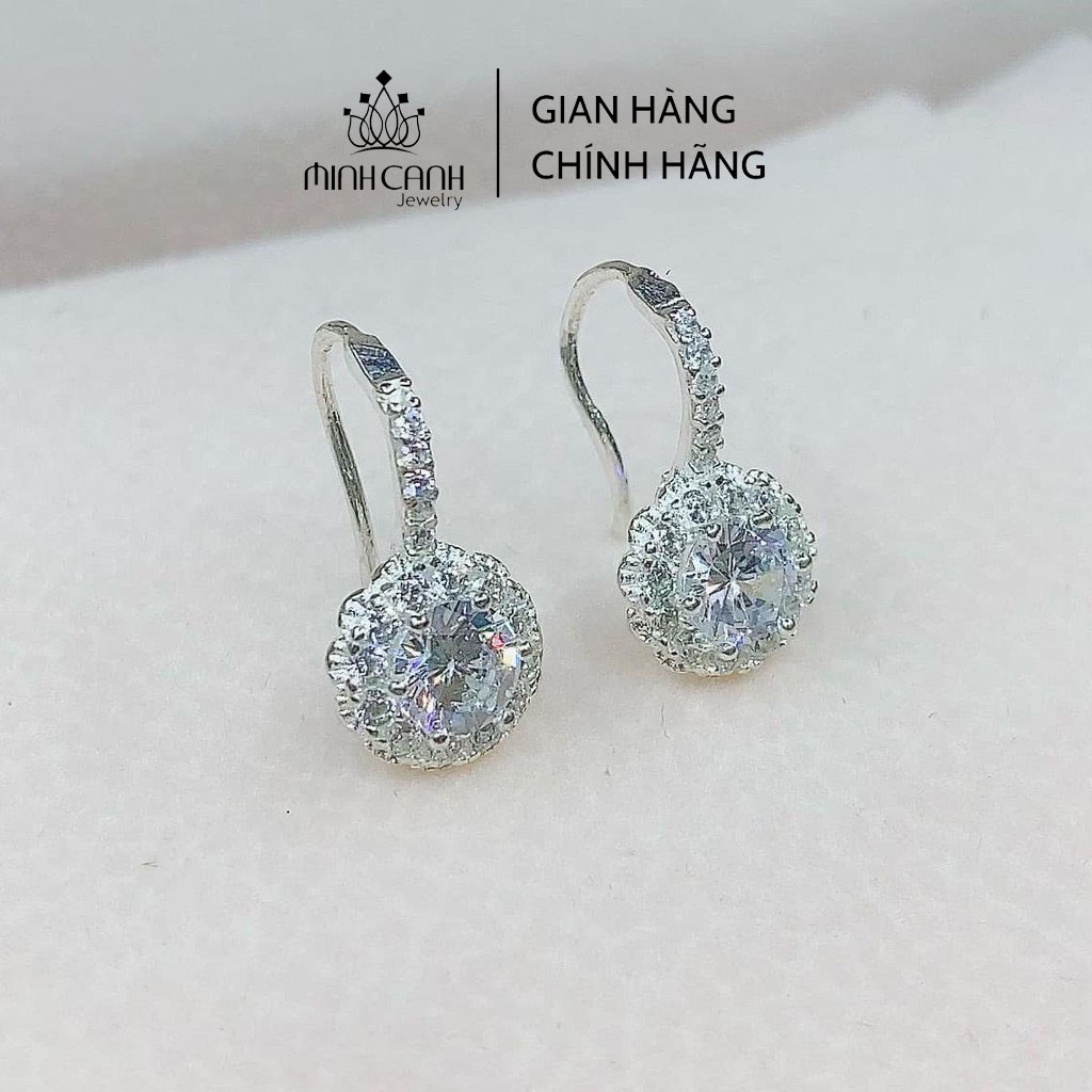 Bông Tai Bạc Nữ Minh Canh Jewelry Đính Đá Móc Treo