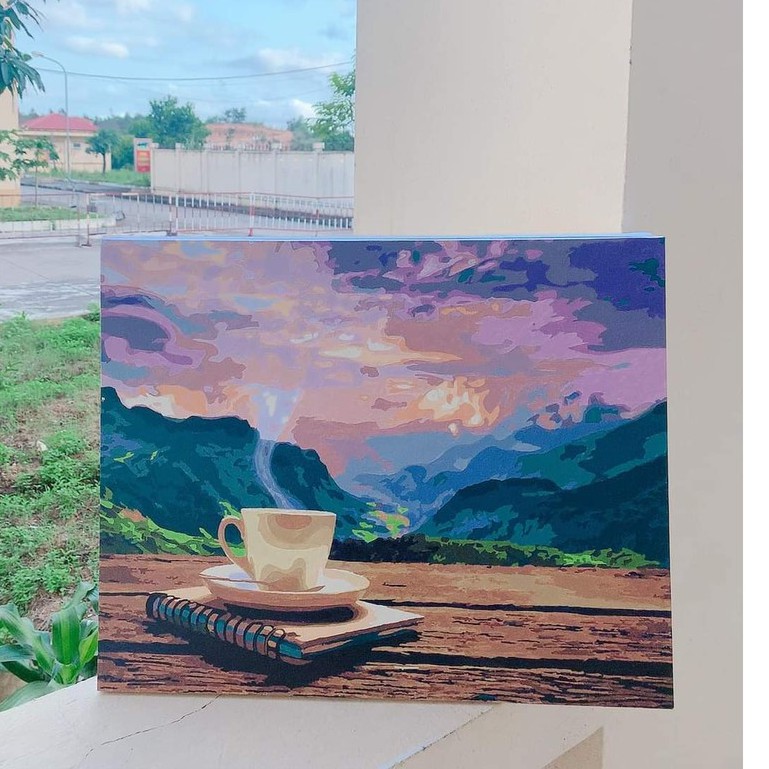 Loại khung dày 2.5cm Tranh sơn dầu số hóa các mẫu đồ ăn, đồ uống đã căng khung và đầy đủ phụ kiện, phủ bóng