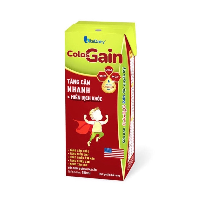 Lốc 4 hộp sữa pha sẵn colosgain 180ml