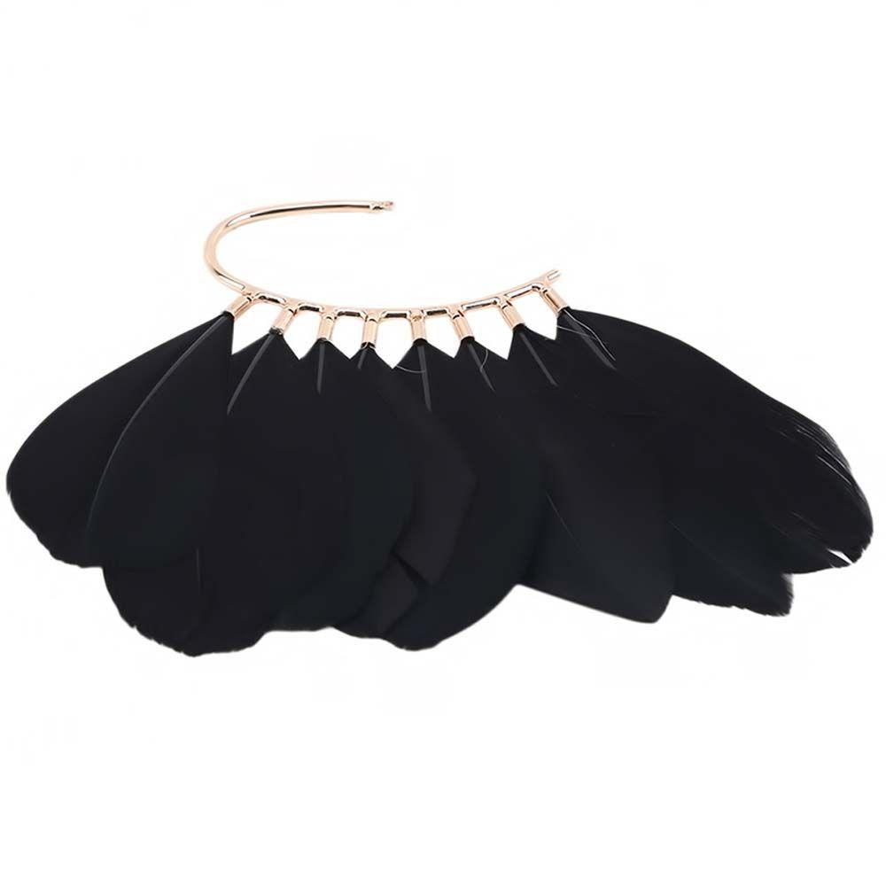 Khuyên Tai Dạng Móc Hình Lông Vũ Màu Trắng Đen 15H Thời Trang Cho Nữ