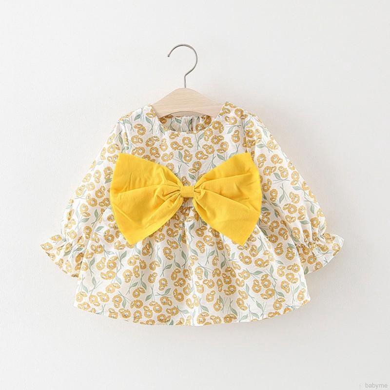 Đầm tay dài họa tiết hoa dễ thương cho bé gái