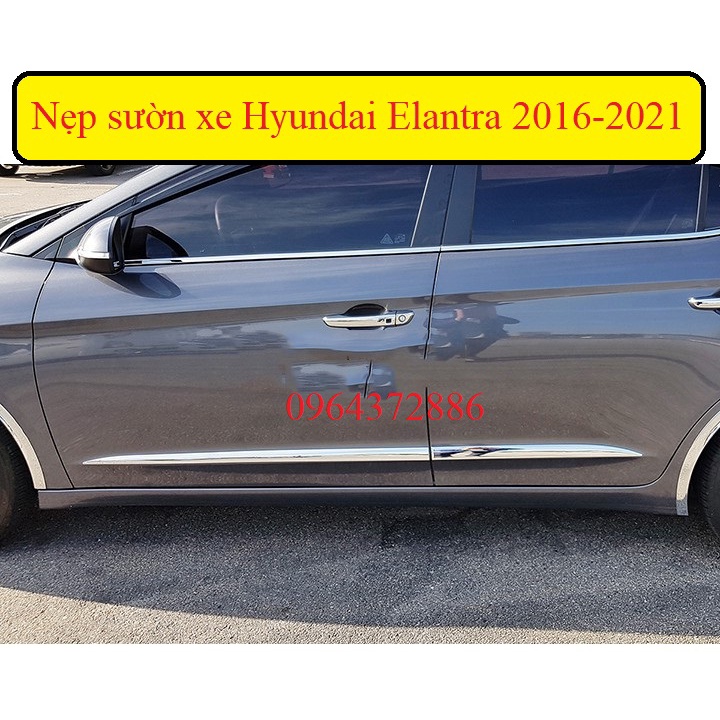 Ốp nẹp sườn xe hyundai Elantra 2016 - 2021 mạ crom cao cấp