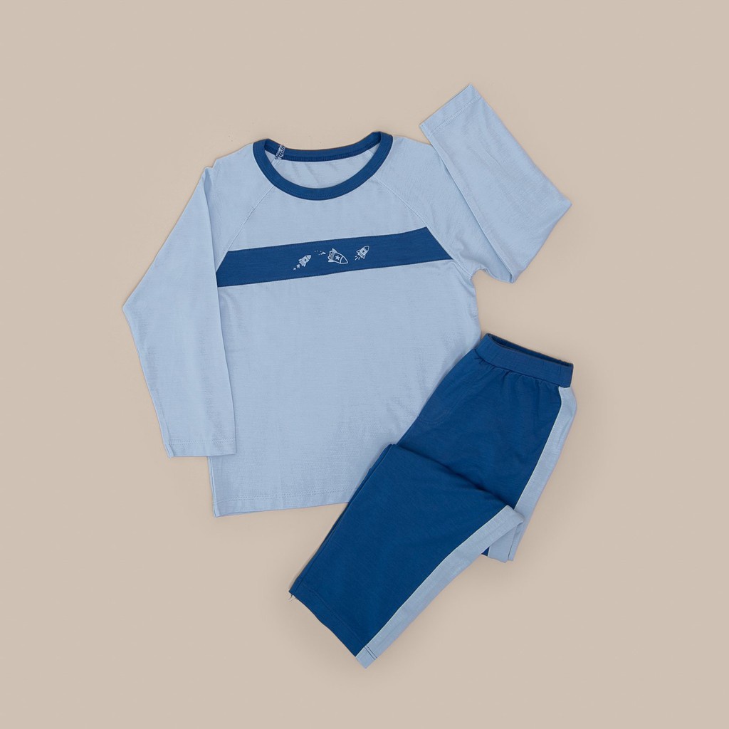 Bộ dài tay bé trai Nous kids xanh tàu bay  - Size 2-6 tuổi