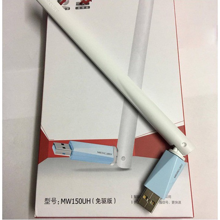 USB Wifi có râu thu sóng wifi dùng cho PC laptop Mercury MW150UH Phát sóng tăng cường bắt mạng không dây