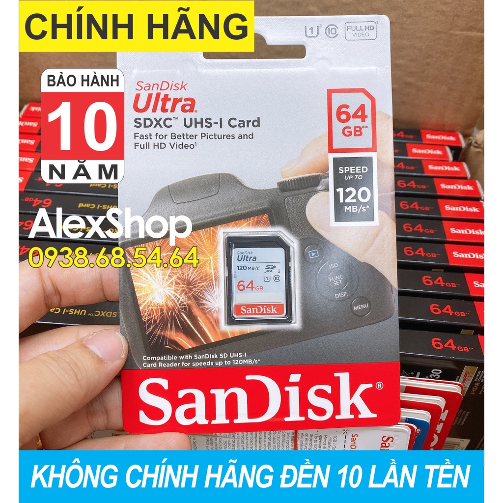 [Chính Hãng] Thẻ Nhớ Sandisk Ultra 64Gb 120M Thẻ To SD- BH 10 Năm Chính Hãng