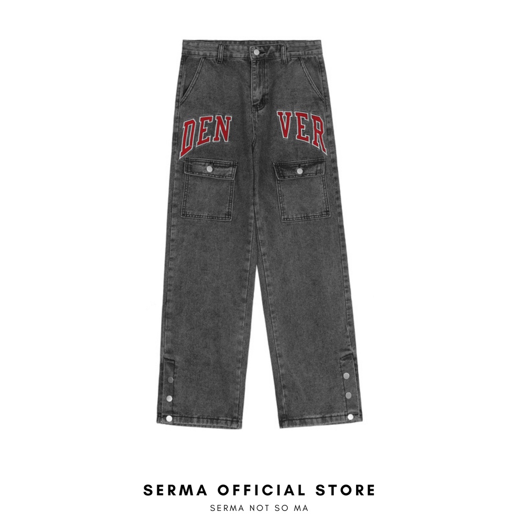 Cargo Jeans | Quần jean ống rộng túi hộp in hình unisex SEQJ040