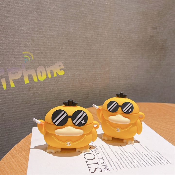 Case Airpods 1/2/3/Pro Vịt Dân Chơi, Ốp Airpods Phong Cách Ngầu Đét Đèn Đẹt - Mã TZAP324