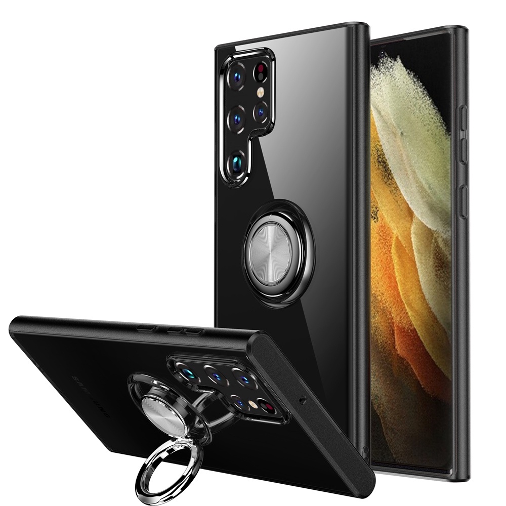 Ốp điện thoại TOPEWON bằng silicon dẻo trong suốt kèm giá đỡ dành cho Samsung S22 Ultra S21 Plus S20 Note 20 10 9 8 5G