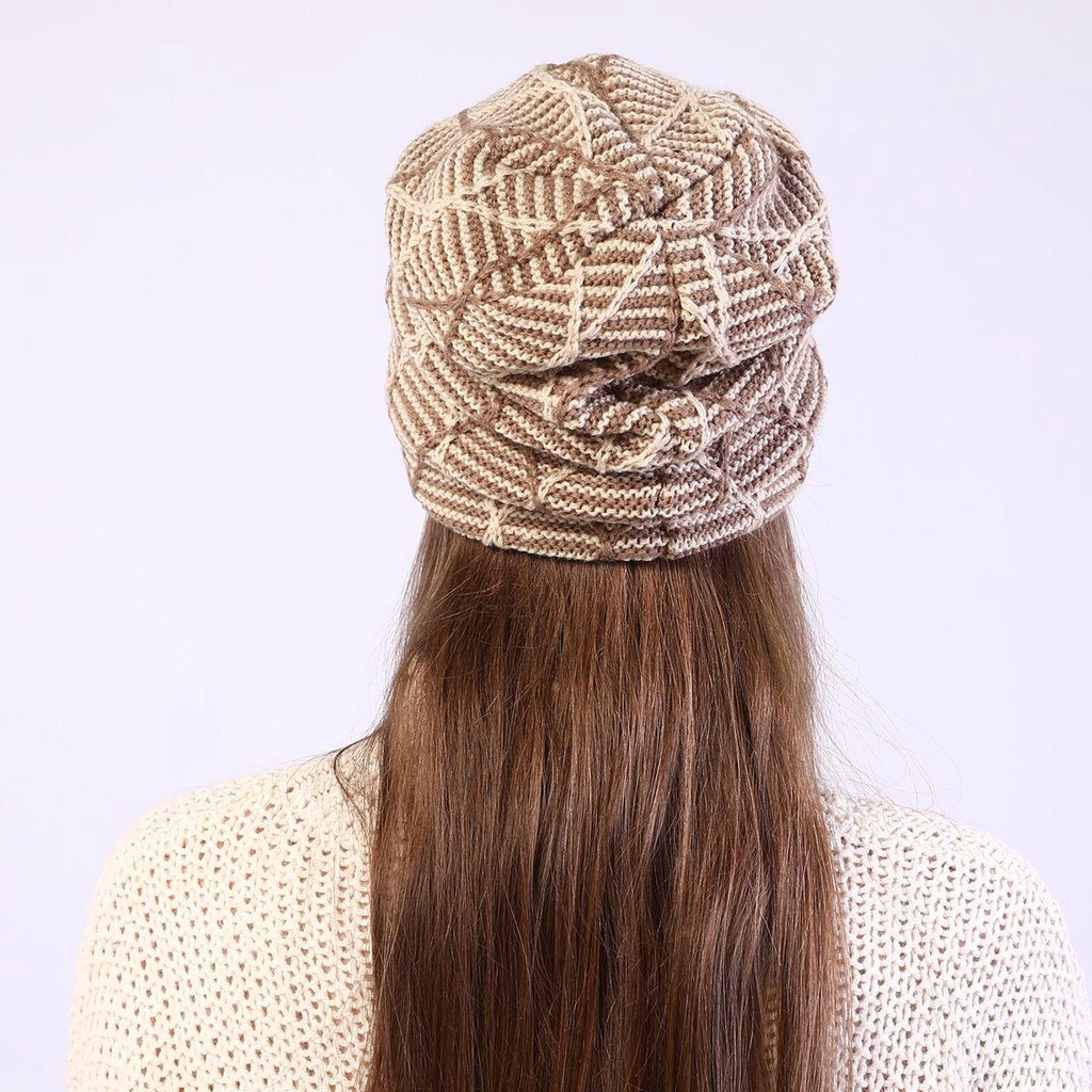 HS Mũ Beanie Dệt Kim Không Vành Giữ Ấm Mùa Đông Cho Nữ