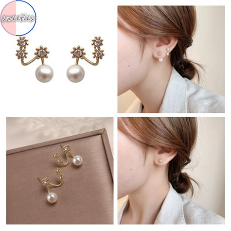 Bông tai hình hoa hướng dương đính ngọc trai nhân tạo thời trang Hàn Quốc cho nữ