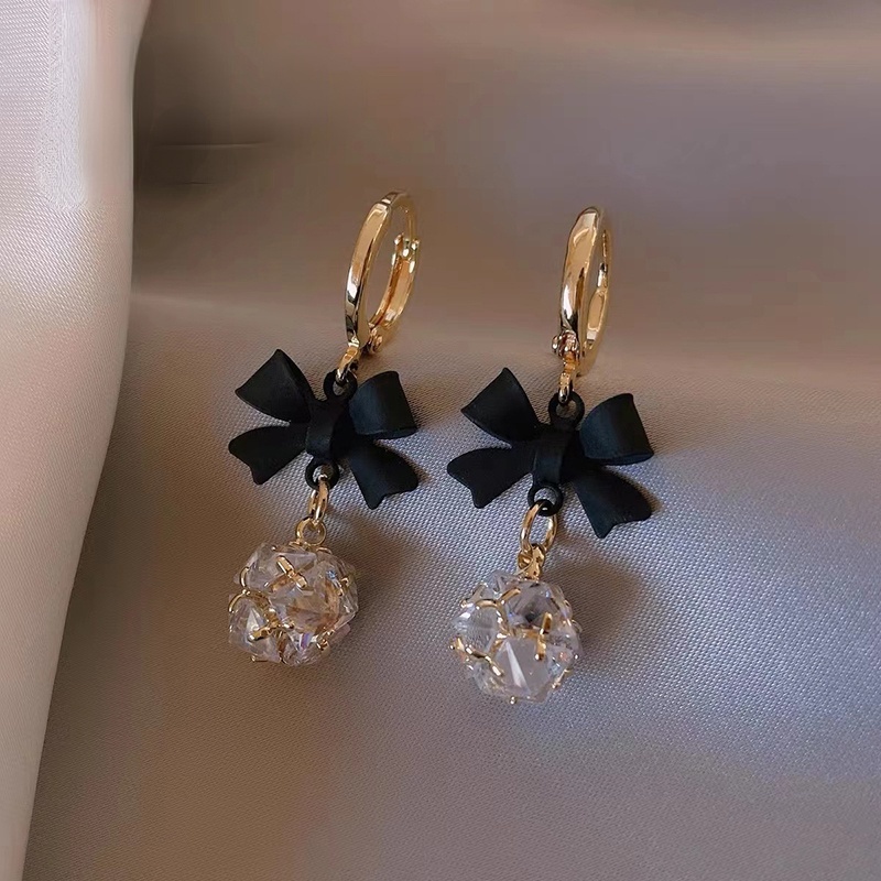 Khuyên tai mặt nơ đính đá zircon thời trang thanh lịch cho nữ