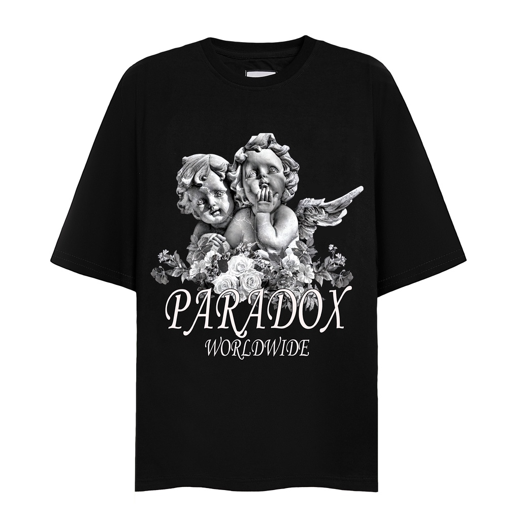 Áo thun form rộng Paradox tay lỡ - Unisex - In hình - REUNITE - Màu đen