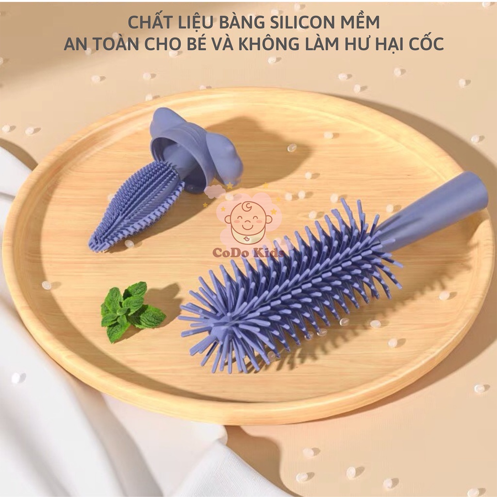 Cọ Rửa Bình Sữa Silicon 3in1, Cọ Bình Sữa Silicon Cao Cấp