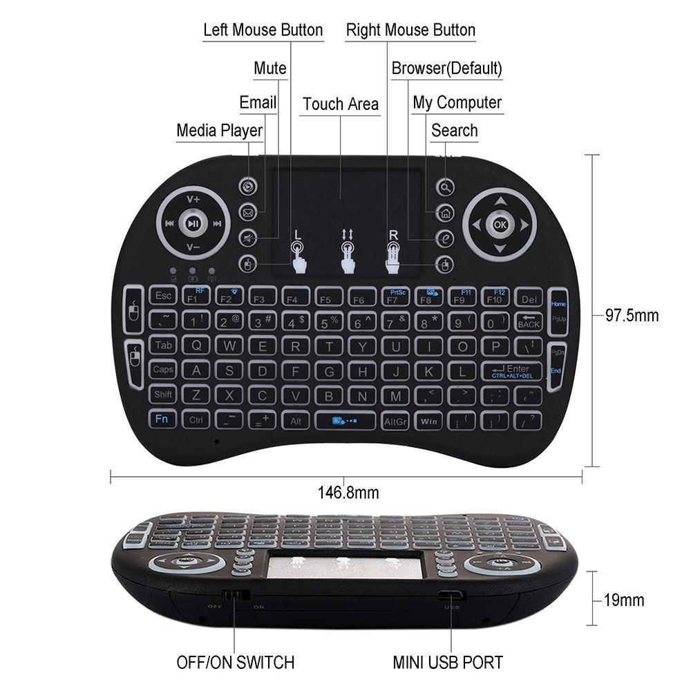 I8 Wireless Mice Air Mouse Touchpad Keyboard 2.4GHz Back-lit