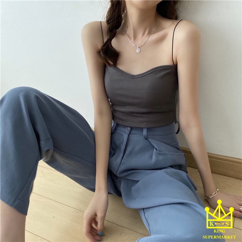 Áo 2 dây coptop chất vải cotton co giãn Vòng 1 tối đa 85cm, có sẵn đệm ngự, áo bra sợi bún nhiều màu mã 1862