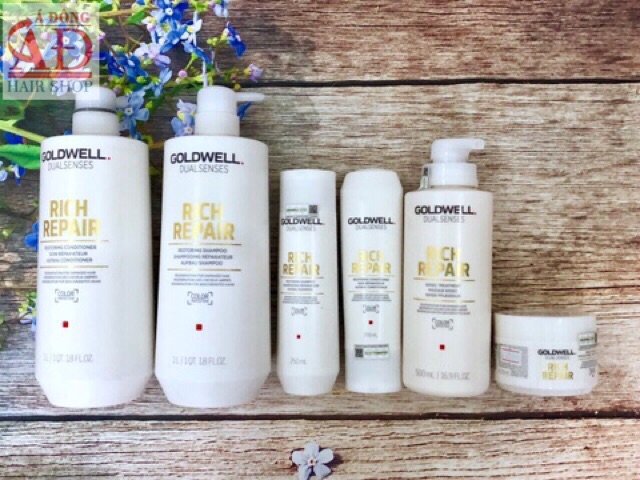 [Chính hãng] [Siêu rẻ] Bộ dầu gội xả Goldwell rich repair siêu phục hồi tóc hư tổn 1000ml