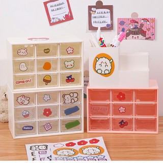 Hộp đựng sticker 9 ngăn decor bàn học siêu cute
