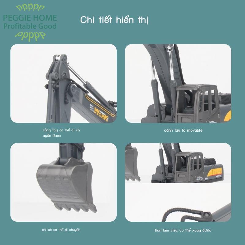 PEGGIEHOMETrẻ em máy xúc hợp kim đồ chơi ô tô nhỏ mô hình phỏng kỹ thuật xe móc cậu bé