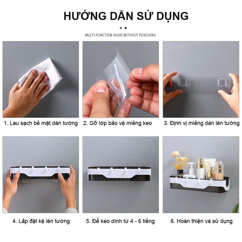 Kệ đựng đồ nhà tắm nhà vệ sinh dán tường thông minh sang trọng (Loại E)