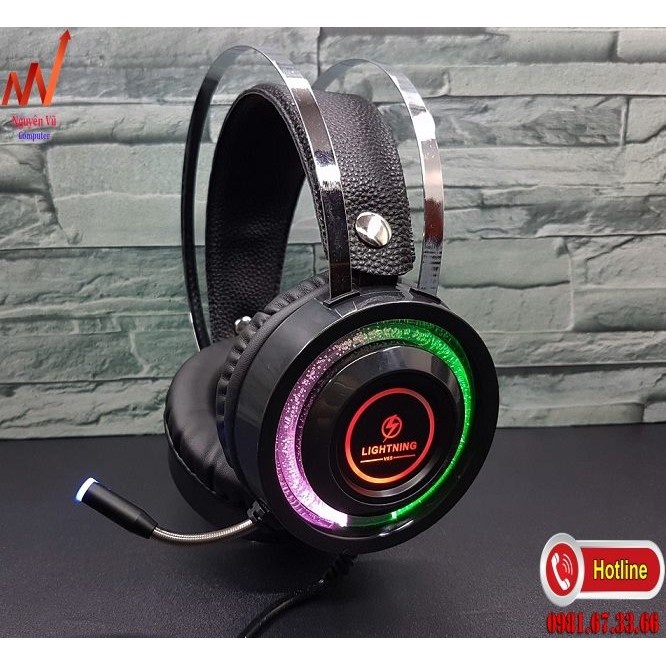 RẺ NHẤT SHOPEE - Tai nghe Lightning Super V6S 7.1 Led RGB- cổng USB