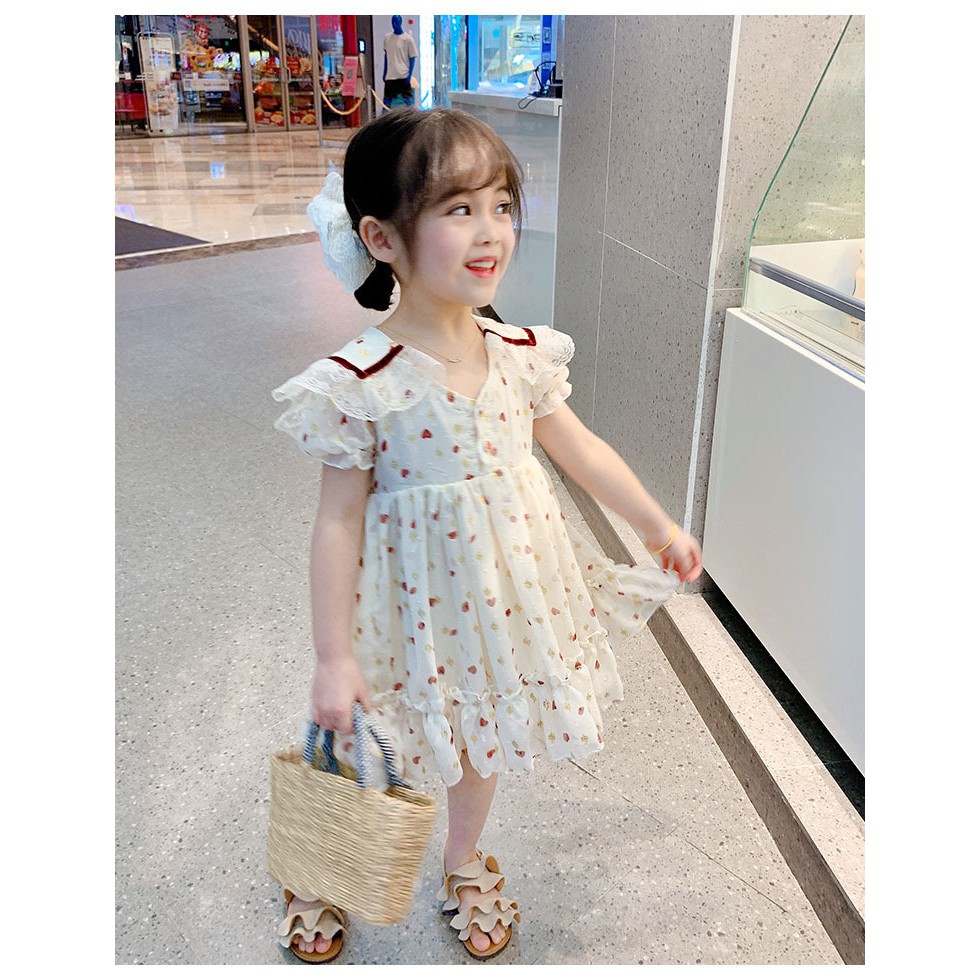 Đầm ren bé gái họa tiết trái tim dễ thương - Hàng Quảng Châu Cao Cấp