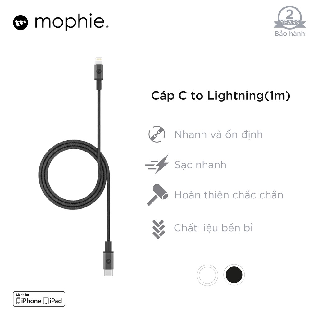 Cáp USB-C To Lightning Mophie 1M