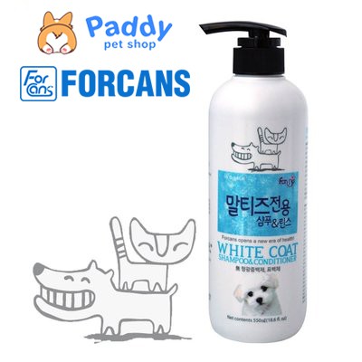 Dầu Gội Và Xả Cho Chó Lông Trắng Forcans White Coat 550ml