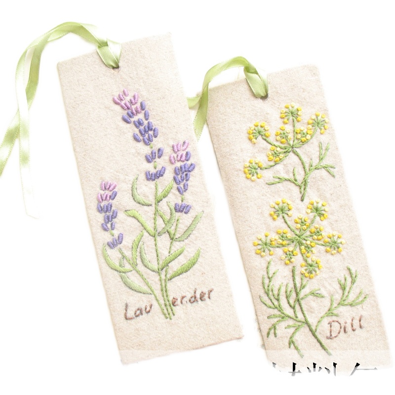 Kẹp sách DIY thêu hoa lá - KIT nguyên liệu tự thêu COMBO kẹp sách hoa cỏ mùa xuân- MIE handmade shop