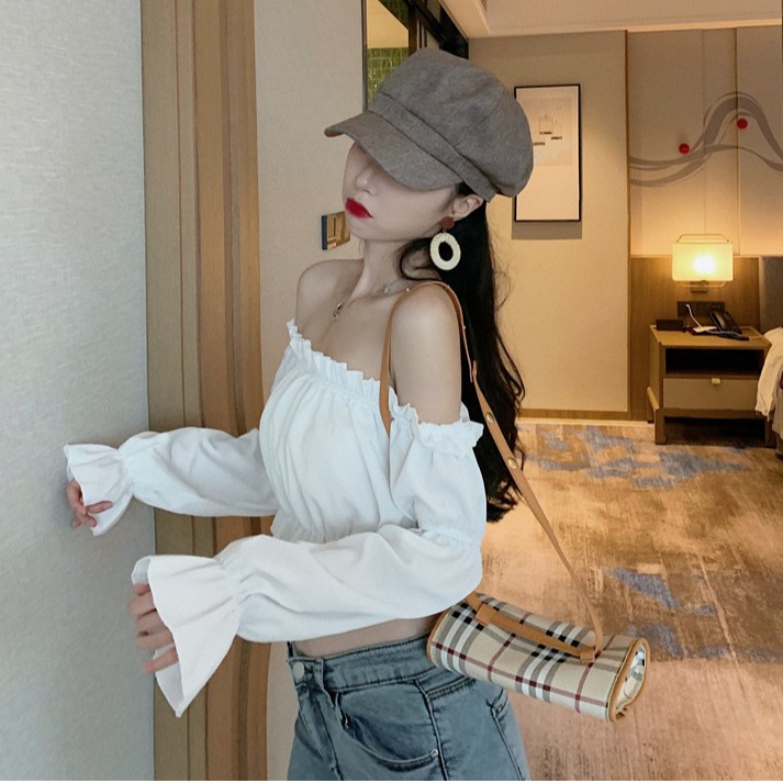 Áo sơ mi kiểu trễ vai Emilyshop ulzzang