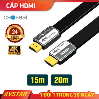 Dây Cáp HDMI Choseal 2.0/4K Cao Cấp Tốc Độ Cao Loại Dẹt Dài 15m, 20m Dùng Cho TV/Máy Tính/Camera