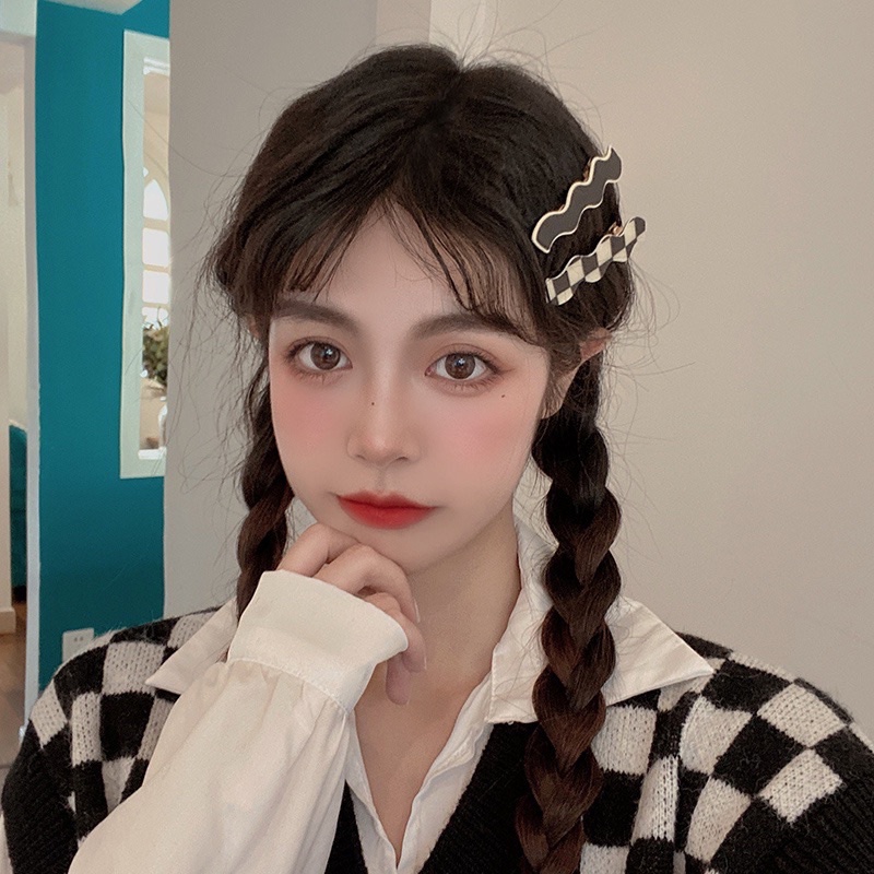 kẹp tóc đen trắng phong cách hàn quốc