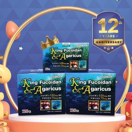 King Fucoidan & Agaricus Hộp 120 Viên - Hỗ Trợ Điều Trị Ung Thư - Chính Hãng Nhật Bản