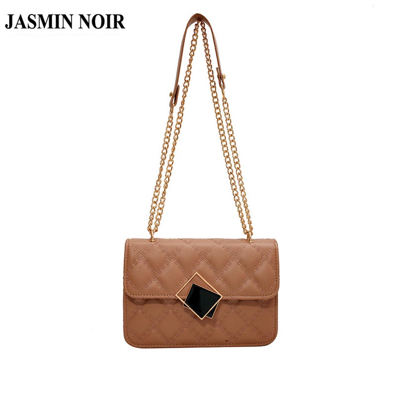 Túi xách đeo vai JASMIN NOIR vải da PU nhỏ nhắn thiết kế chuỗi dây xích cá tính cho phái nữ
