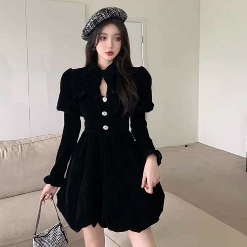 Set Đầm nhung tay bồng cao cấp 🦌