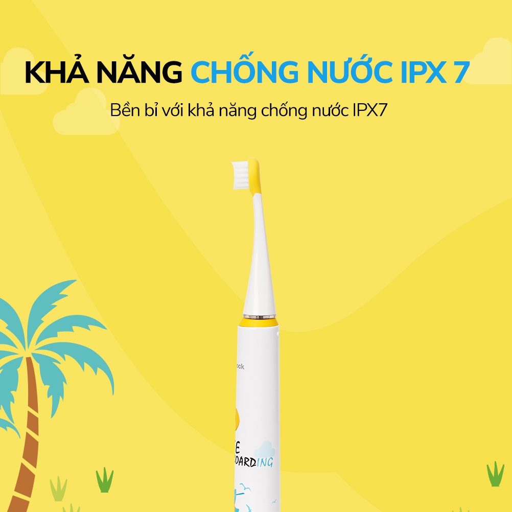 Bàn chải đánh răng điện cho bé LocknLock ENR226WHT 1.5W - Hàng chính hãng, khả năng chống nước và chống trượt - JoyMall