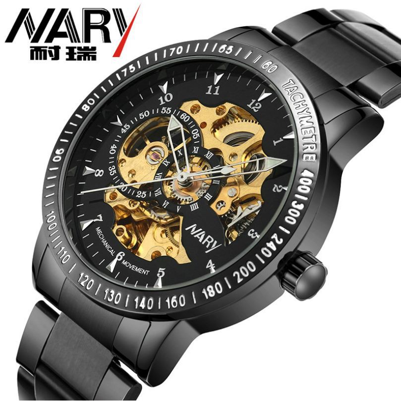 Đồng hồ nam cơ Automatic NARY dây thép không gỉ sang trọng BH 12 tháng - NARY6 FD