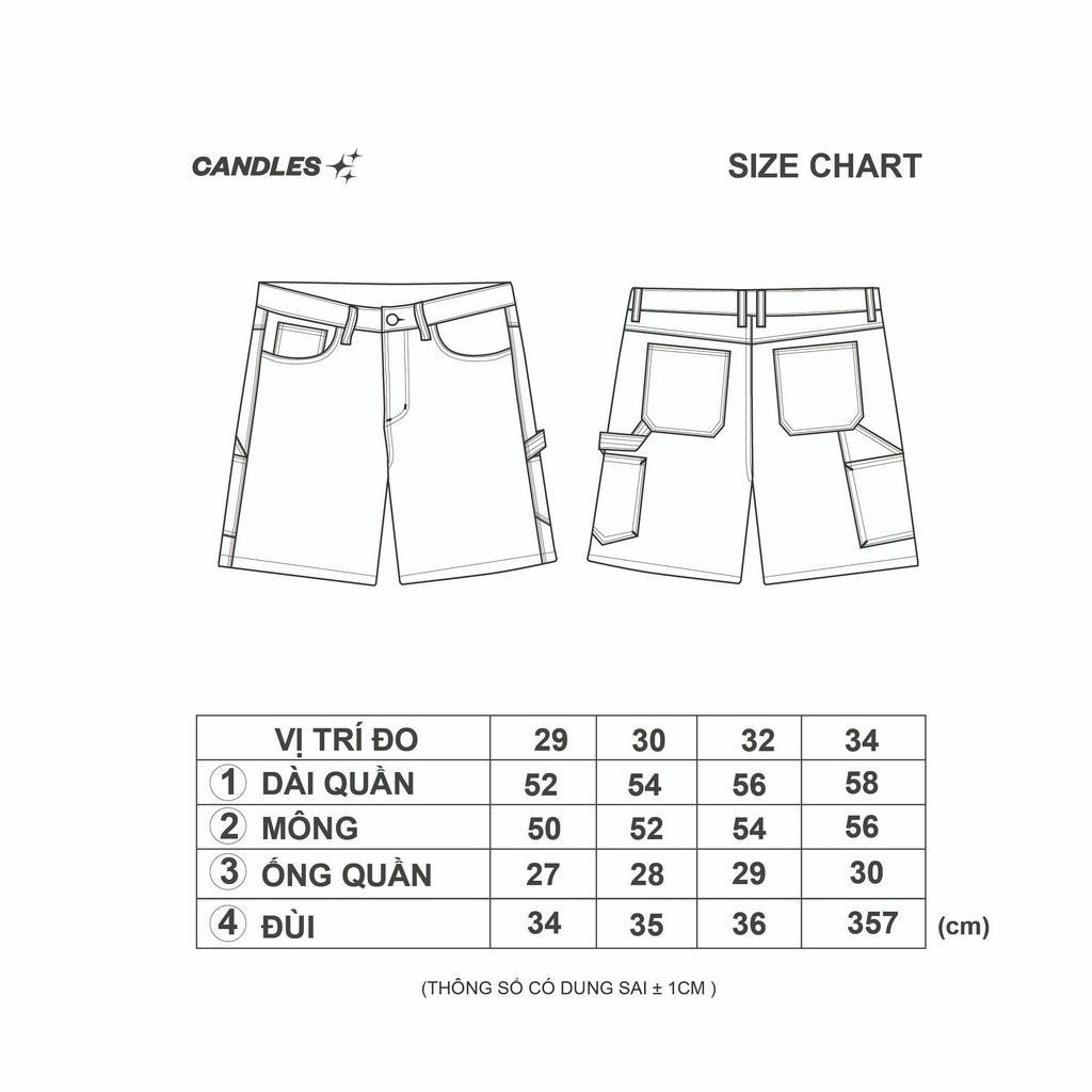 Quần short nam dáng oversize CANDLES SINGLE KNEE SHORT chất liệu Denim 130z chính hãng