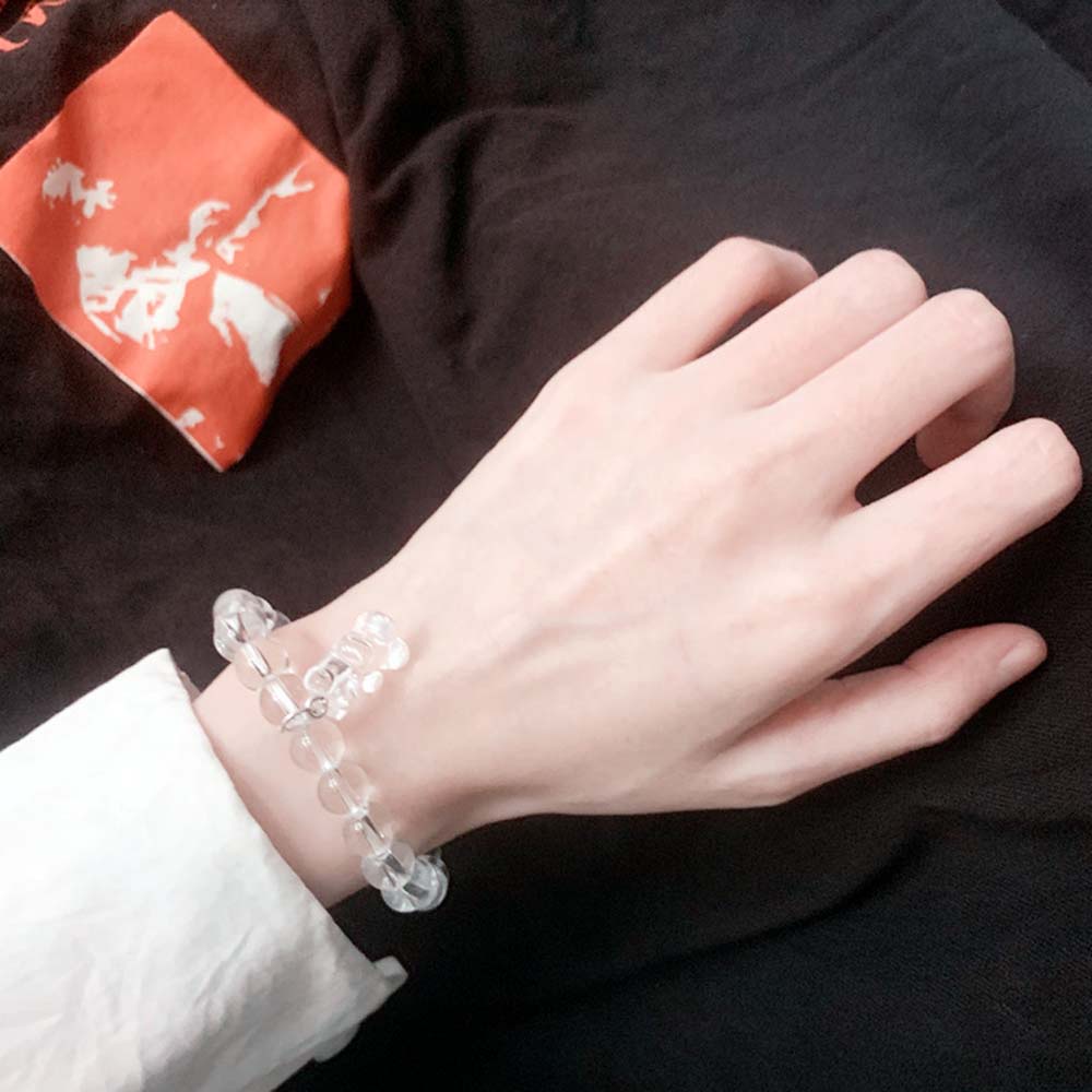 Vòng Tay Dây Xích Mặt Hình Gấu Phối Quả Bóng Trong Suốt Phong Cách Hip Hop Thời Trang Cho Nam Và Nữ