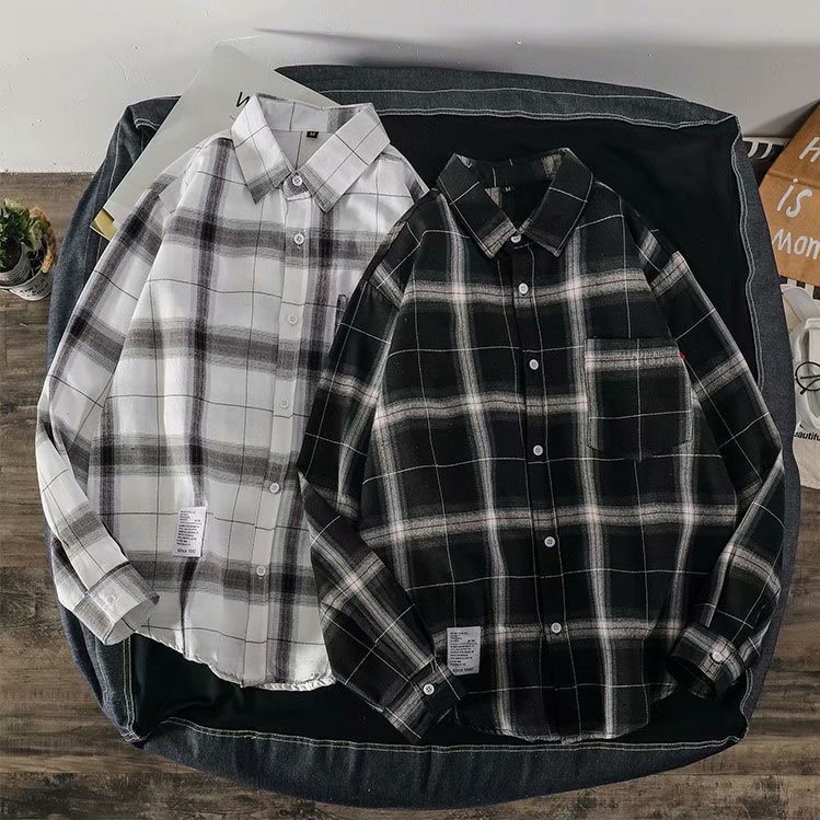 Áo Sơ Mi Flannel Basic Dài Tay Unisex Cho Cả Nam Và Nữ Vải Kate Hàn Đẹp Và Thoáng Mát